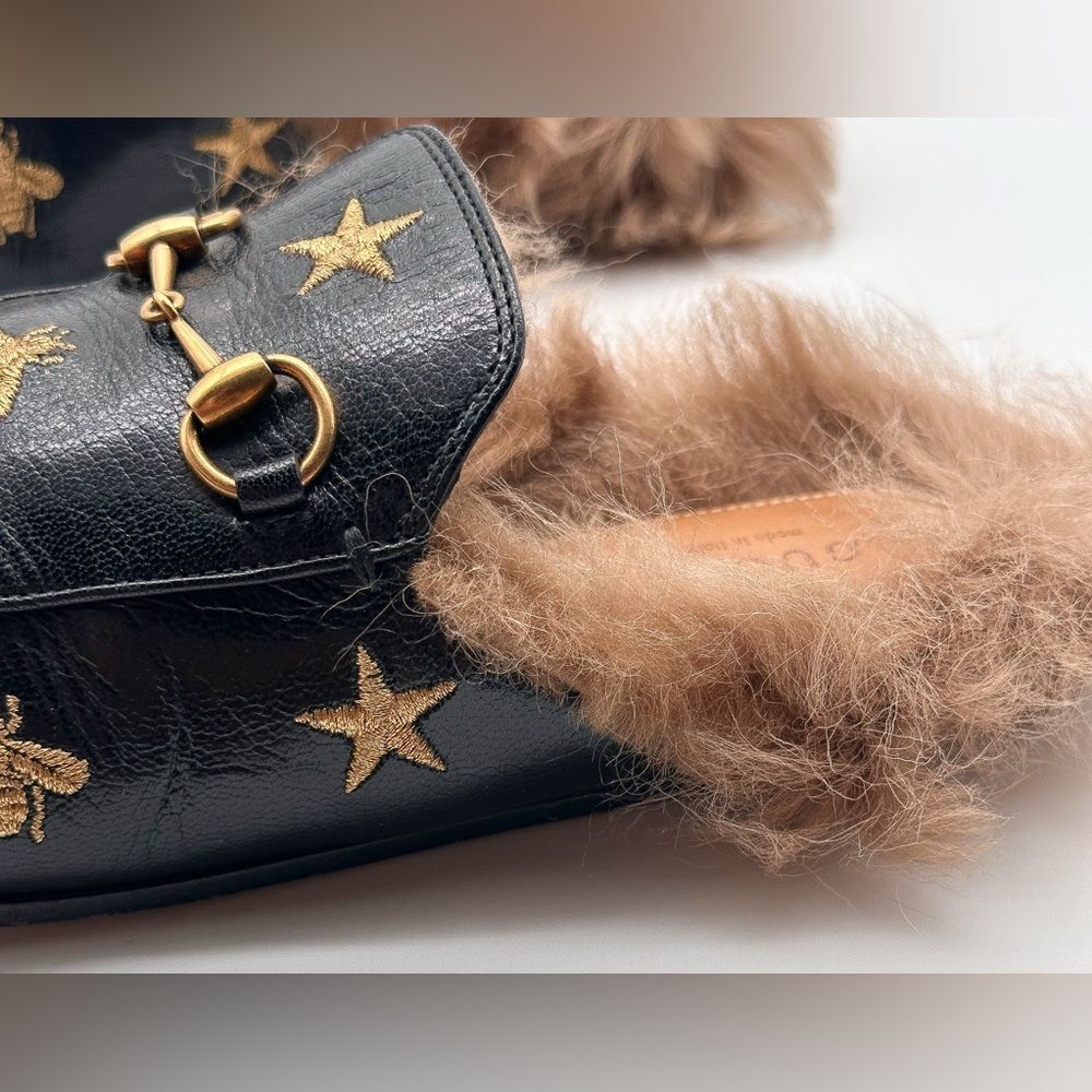 Gucci Princetown Horsebit Embroidered Bees Stars Leather
Loafer Mule EU 37.5 - Picture 9 of 13